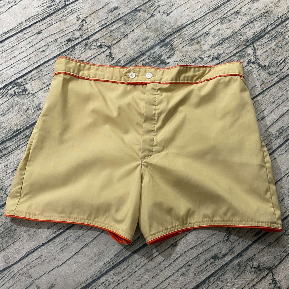 70s Vtg Mens L (36"-38") Lined Swim Trunks Beach Britches Retro Hippie Shorts